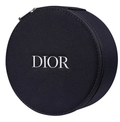 DIOR Vanity Case Cosmetics Pouch Round Makeup Bag w/ Mirror Black/Navy NEW w/BOX - Image 1 of 3