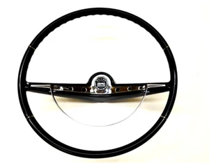 Steering Wheel Black 1963 Chevy Impala Super Sport SS Chrome Horn Ring Emblem - Picture 1 of 7
