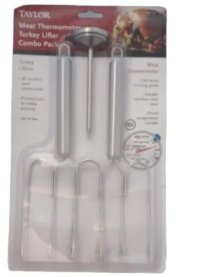 Taylor Kit de Asado 3 Piezas - Termómetro de Carne y Elevadores de Pavo Nuevo Foto 1 de 4