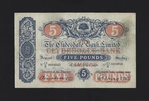 SCOTLAND  5 POUNDS 1945 P-186 VF RARE Great Britain UK  - Picture 1 of 2