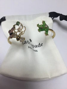 Brazalete con bisagras Kate Spade New York dorado rana y flor con bolsa antipolvo KS - Imagen 1 de 10