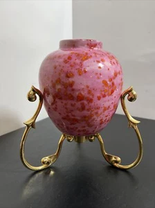PartyLite Brass Dinner Candle Holder With Pink Vase - Picture 1 of 14