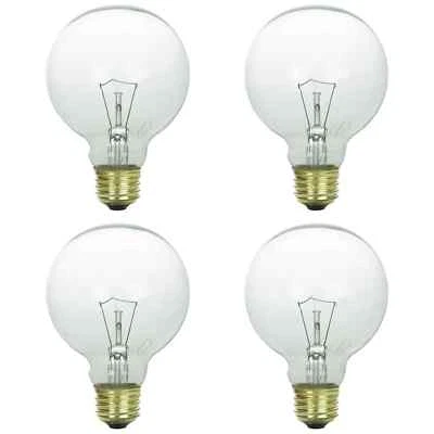 (4 Pack) 25 Watt G40 Clear Decorative Globe 5'' Diameter Standard Base - Image 1 of 4