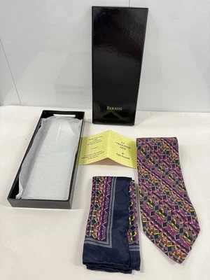 Juego de corbata de seda y cuadrado de bolsillo vintage Bernini de Italo Ferretti hecho en Italia Foto 1 de 4