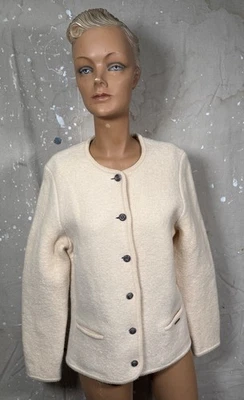 Geiger Tyrol Austria Ivory Boiled Wool Blazer 42 Vintage Jacket - Image 1 of 4