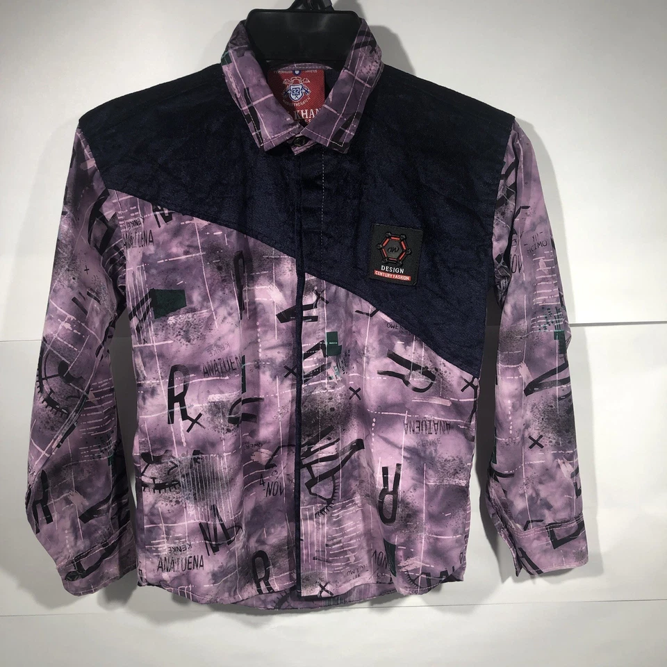 "Camisa de Vestidos A. T. Khan Niño Pecho 30"" Hecha en India Púrpura Azul Acento Terciopelo" Foto 1 de 4