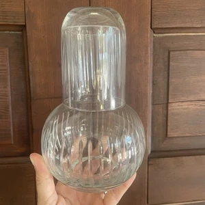 MT850 Vintage Nachttisch-Wasserkaraffe aus geschliffenem Kristall mit passender Tasse als Deckel - Bild 1 von 4