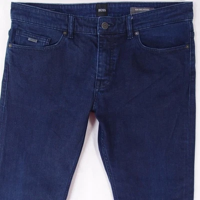 Hombres HUGO BOSS 020 DELAWARE Ajustado Recto Elástico Azul Jeans W36 L30 - Imagen 1 de 4