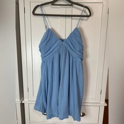Nuevo con etiquetas Mini Vestido Abercrombie & Fitch Azul Gasa Cintura Imperio Dobladillo Burbuja Grande Foto 1 de 4