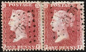 1857 SG40 1d ROSE RED FRENCH SAINT MALO 3176 FINE RE-ATTACHED PAIR (FE/FF) - Picture 1 of 2