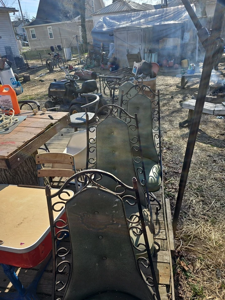 Металлический зеленый винтажный стулья набор из 4 - Изображение 1 из 4