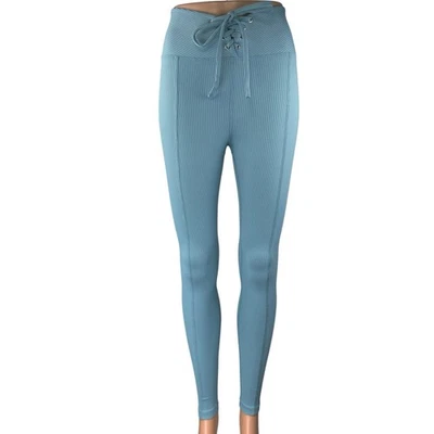 Año Nuestro X Bandier Azul Acanalado Corbata Frontal Ajustado Pantalones Leggings Pantalones S Foto 1 de 4