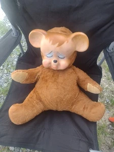 rare 1950s Knickerbocker 16" pounty face bear plastic face stuffed animal large - Picture 1 of 14