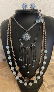 Vintage swiss blue rhinestone jewelry, Cookie Lee, RMN, mix lot - 5 pc lot - Picture 1 of 22