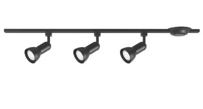 Hampton Bay 4 ft. 3-Light Black Linear Track Lighting Kit with Medium Step Heads - Image 1 of 4