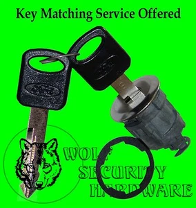 Ford Mazda Single Chrome Door Key Lock Cylinder 2 OEM Keys (Black W/Message) - Bild 1 von 2