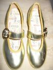 VINTAGE SPINNERS BY COAST BALLET METALLIC GOLD SQUARE DANCE BUCKLED FLAT SHOES