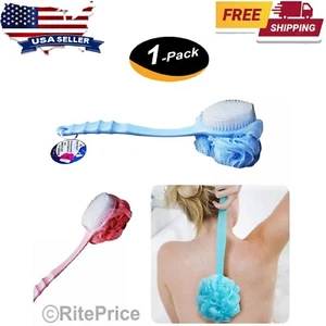 Bath Body Brush Soft Bristles & Loofah (1 Pack) Back Scrubber Plastic Handle-New - Picture 1 of 8