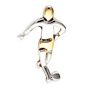 Fussballspieler Ohrstecker 925 Silber bicolour EINZEL SOLO Herren Kinder - Imagen 1 de 6
