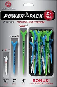 Zero Friction 3-Prong Tees Power Pack (1.75" White, 3" Blue, 4" Green, 50pk) NEW - Picture 1 of 2