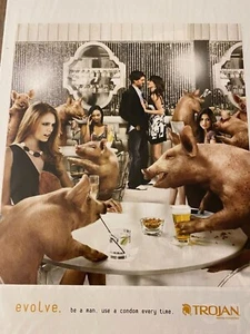 2007 Trojan Condoms Men Are Pigs Evolve Sexy Women With Pigs ad - Picture 1 of 1