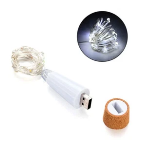 1X 2M 20 LED Cork Bottle Fairy Light USB Rechargeable String Lamp Wine Bottle - Picture 1 of 27