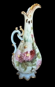 Antique Leonard Vienna Austria Floral Hand Painted Porcelain Vase 1905  10" Tall - Picture 1 of 8