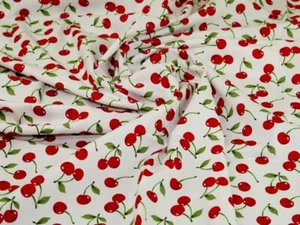Rose & Hubble 100% Cotton Poplin Fabric Ivory & Red - per metre - Picture 1 of 6