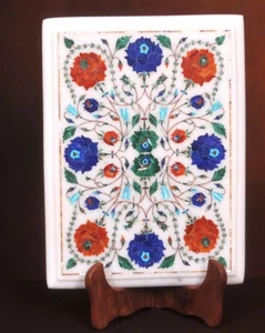 15" x 12" Semi Precious Stones Marble Floral Inlay Table Top Handmade Work - Picture 1 of 1