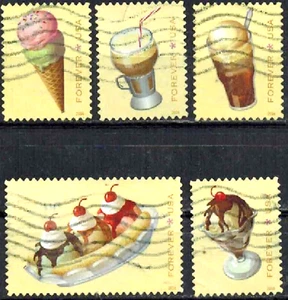Estampillas de Estados Unidos: Favoritos de fuente de soda 2016, SC 5093-7 (5) usadas fuera de papel - Imagen 1 de 1