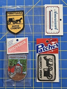3 NEUE Pennsylvania Dutch Amish Country Bügelbild Aufnäher Patch Pferd Buggy Brücke - Bild 1 von 11