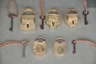 5 Pc Vintage Different Brands Solid Handcrafted Padlocks, Nice Patina