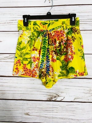 Pantalones cortos para mujer Plenty By Tracy Reese talla S amarillos florales con cinturón tiro alto forrados Foto 1 de 4