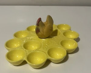 California Pottery Vintage Deviled Egg Tray S30 Yellow Chicken Holds 12 - Picture 1 of 7