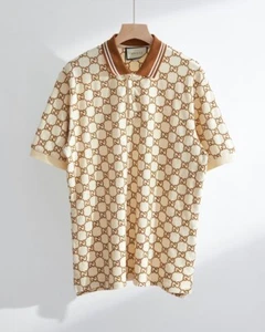 Gucci Men’s Polo Shirt Coffee Embroidered GG Motif Size: (S, M, L, XL) - Picture 1 of 9