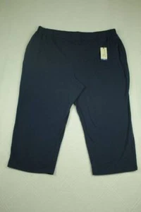 Womens Capri Pants Plus Size 5X 32W - 34W Stretch Blue Knit Relaxed Fit Pockets - Picture 1 of 4