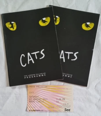 Cats the musical Programme x2 + ticket stub x1 - January 2015 - Image 1 of 4