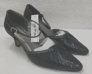 Floral Women's Elsie Evening Dress Shoes for Wedding, Prom, Dinner, Black, 10 WW - Picture 1 of 6