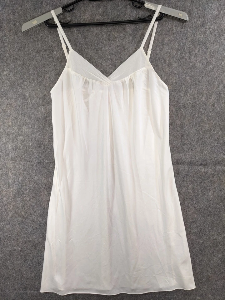 Cabernet Nightgown Womens Small Ivory Satin Shift Chiffon Trim Adjustable Straps - Image 1 of 4