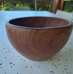 Vintage Retro Mid Century Hand Carved Teak Salad Fruit Bowl - Picture 1 of 10