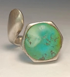 Vintage Sterling Silver And Turquoise Ring Size 8 - Picture 1 of 6