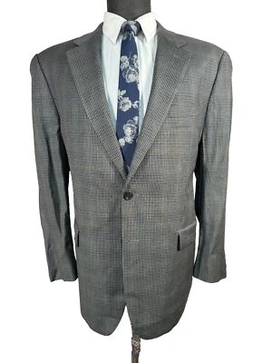 Abrigo Blazer Chaqueta CHAPS Para Hombres Gris PATA DE GALLO Cuadros LANA DE SEDA TALLA 42R Foto 1 de 4