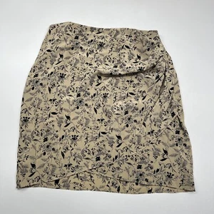 Falda L Studio Talla 12 100% Seda Taupe Estampado Floral Lateral Acelerado Hasta la Rodilla - Imagen 1 de 7