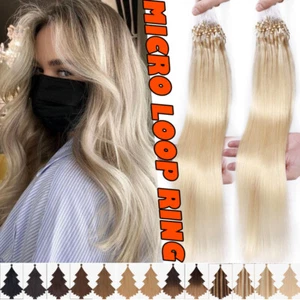 Microring 100% Remy Echthaar Extensions Haarverlängerung Nano Rings 100 Strähnen - Bild 1 von 32