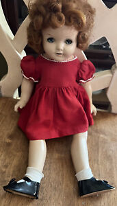 Antique Shirley Temple (?) Red Hair Blue Eyes Composition 19” Doll Unidentified
