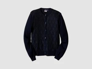 $40 Nautica Girl's Blue Lace-Front Cardigan Crew Neck Button Front Uniform XL - Picture 1 of 1