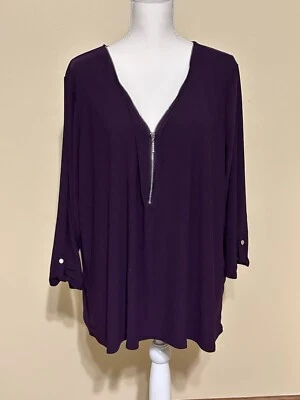 89th & Madison Purple Half Zip Blouse Size 3x  - Image 1 of 4