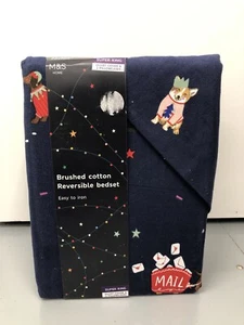 M&S Weihnachten Hund gebürstete Baumwolle Wende Super King Bettbezug 2 Kissenbezüge - Bild 1 von 6