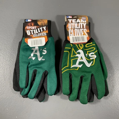 Oakland Athletics MLB Baseball Two Tone Utility Gloves Green Team Logo LOT OF 2 Cover