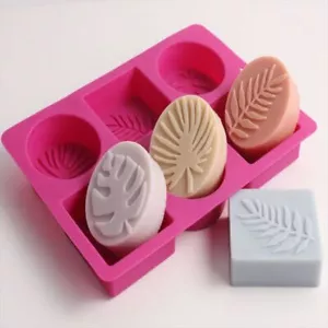 Round And Square Leaf Silicone Soap Mold Handmade Soap Making Supplies Plaster - Picture 1 of 12